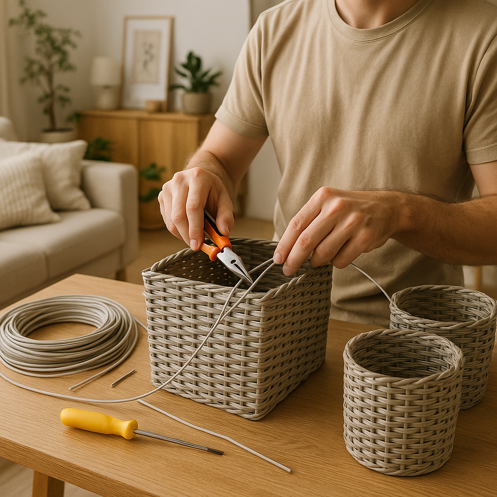 Как создать уют в доме своими руками: плетёные кашпо из искусственного ротанга шаг за шагом