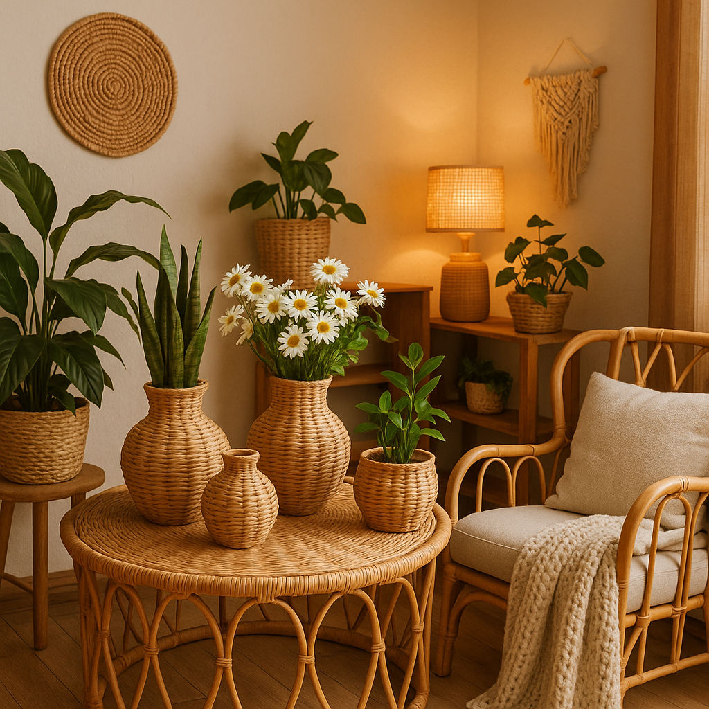 Как своими руками создать уютный дом: плетёные вазы и кашпо из ротанга для вашего интерьера