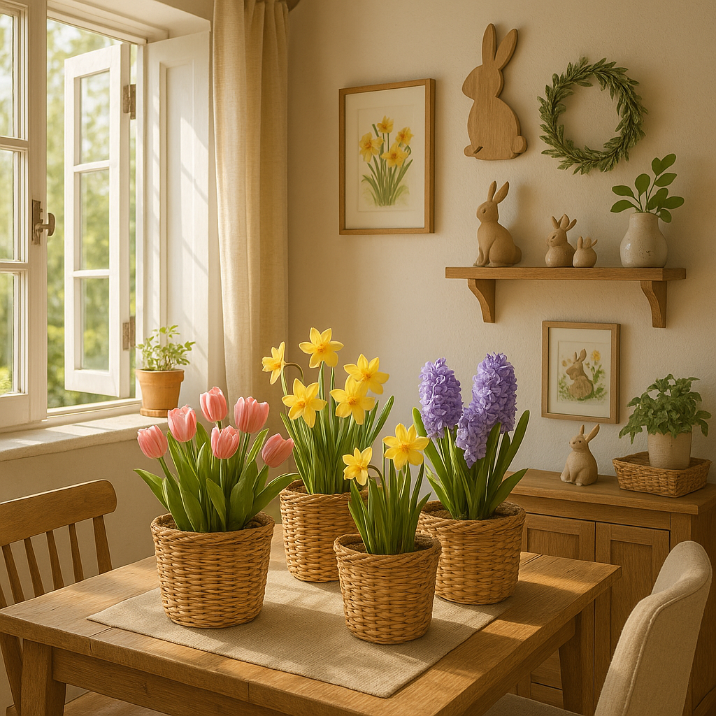Как создать весенний уют: 10 идей декора с живыми цветами и ротанговыми кашпо для вашего дома
