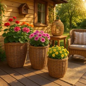 Как плести кашпо из ротанга: 7 секретов выбора, размещения и декора для дачи