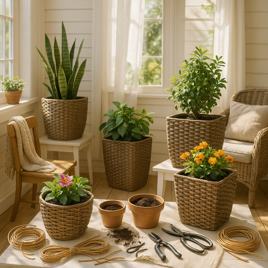 Создайте уютный дом: 10 простых шагов к плетёным кашпо своими руками из искусственного ротанга