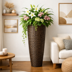 Как создать стильное узкое и высокое кашпо: секреты плетения для современных интерьеров