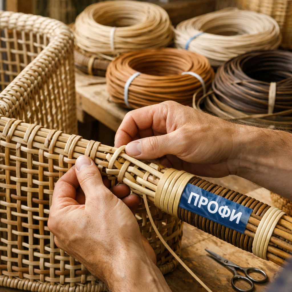 Образцы плетения из ротанга серии ПРОФИ и примеры садовой мебели