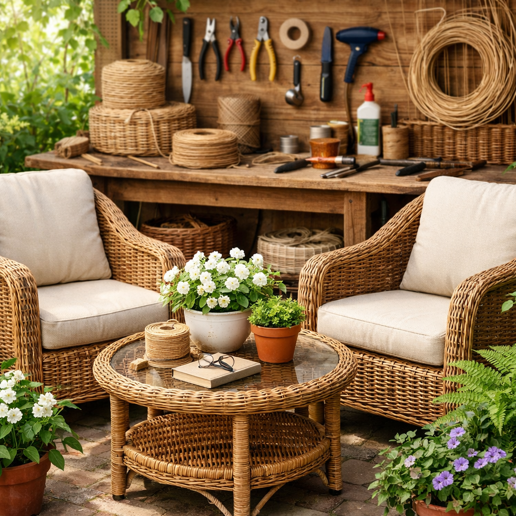 Процесс укрепления плетеной мебели из ротанга своими руками для повышения прочности