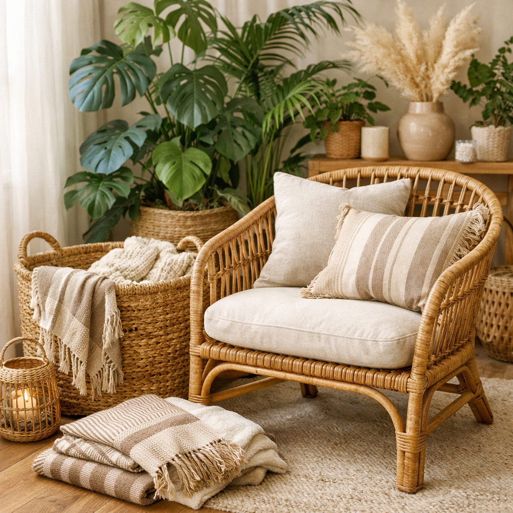 Как создать уникальные плетеные изделия: 7 секретов удачного сочетания ротанга с текстилем для вашего дома