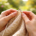 Процесс подтягивания петель спицами для ровного вязания без деформации