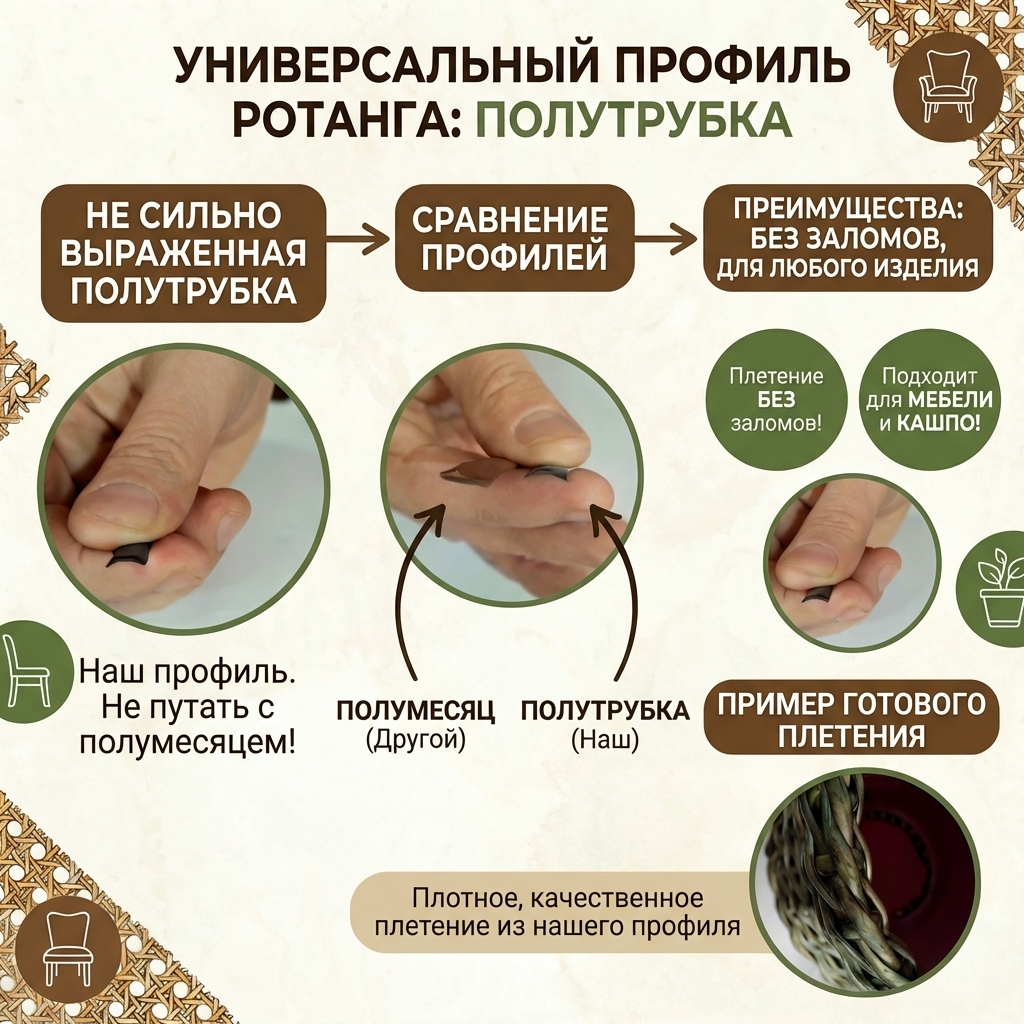 "Полутрубка из ротанга: идеальный выбор для универсального плетения и создания мебели"