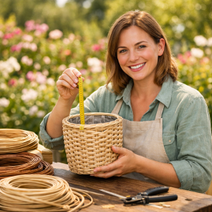 Бухты искусственного ротанга разных цветов и форм для плетения кашпо начинающими