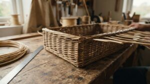 Прямоугольная корзина из ротанга: как сделать четыре ровных угла