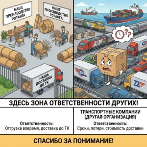 "Важное напоминание: Ответственность за доставку ротанга лежит на транспортных компаниях"